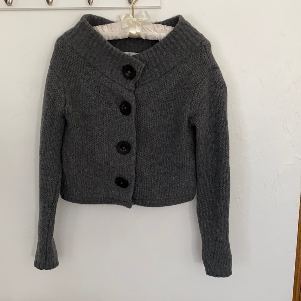 Vince Gray Cashmere Alpaca Wool Button-down Cardigan Sweater